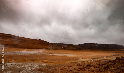 Geothermal area at Hverir in the north of Iceland near Lake Myvatn and Akureyri. Northeast Iceland