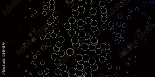 Dark Blue, Yellow vector pattern with spheres. Glitter abstract illustration with colorful drops. Pattern for booklets, leaflets.