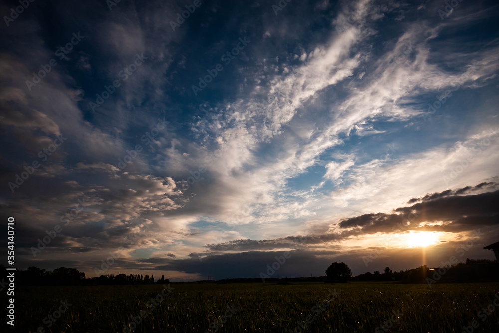 Sunset cloud formations in the sky. Sunset cloud formations in the sky.