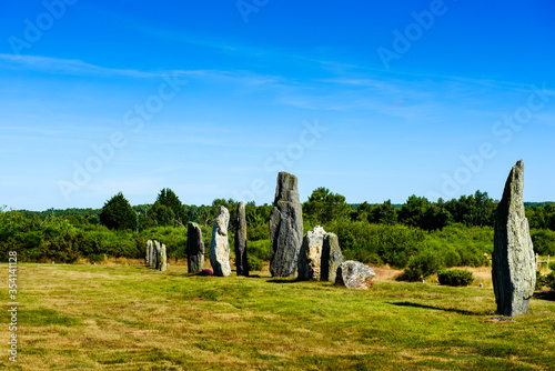 Alignment of menhirs at the Lande Cojoux in Brittany