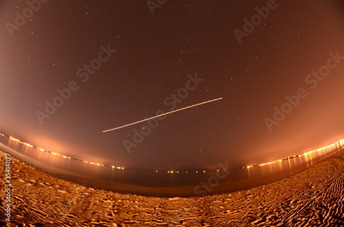 Aeroplane over Forth Estuary at Night