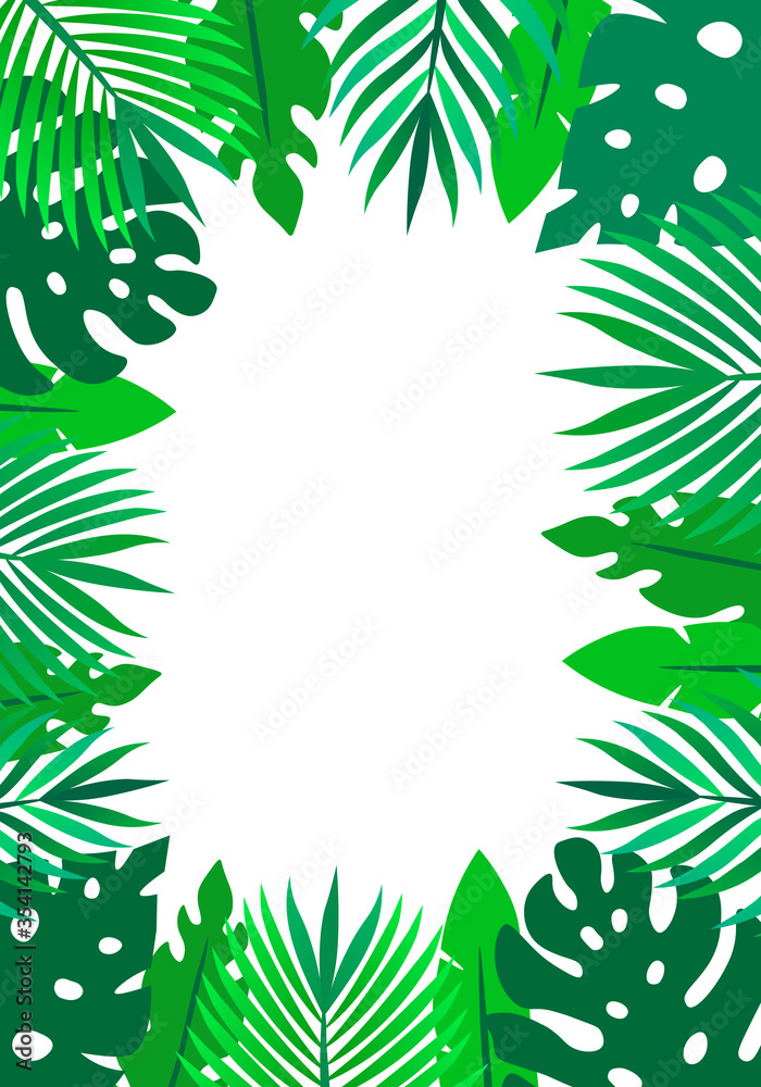 Vector tropical frame with leaves Vector tropical frame with leaves