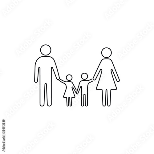 Family icon line sign, father mother daughter son isolated Vector illustration
