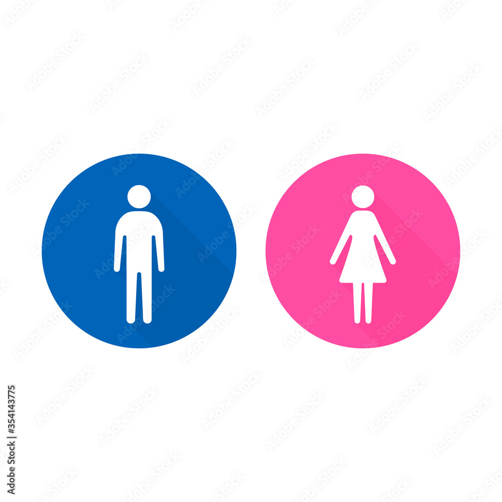 Man and Woman icon with long shadow, flat design. Vector illustration Man and Woman icon with long shadow, flat design. Vector illustration