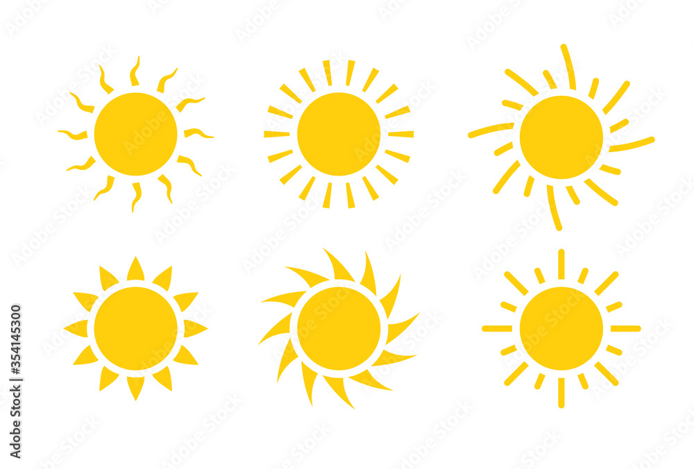 Sun icon symbol illustration, Sunlight design weather. Flat sunshine isolated set of sun logo Sun icon symbol illustration, Sunlight design weather. Flat sunshine isolated set of sun logo