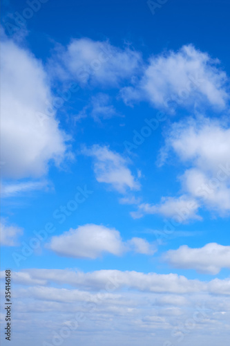 White fluffy clouds on a blue sky in warm weather