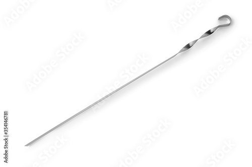 Foto Empty stainless steel BBQ skewers isolated