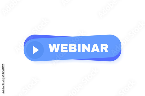 Webinar geometric badge with play button label. Logo design. Vector illustration