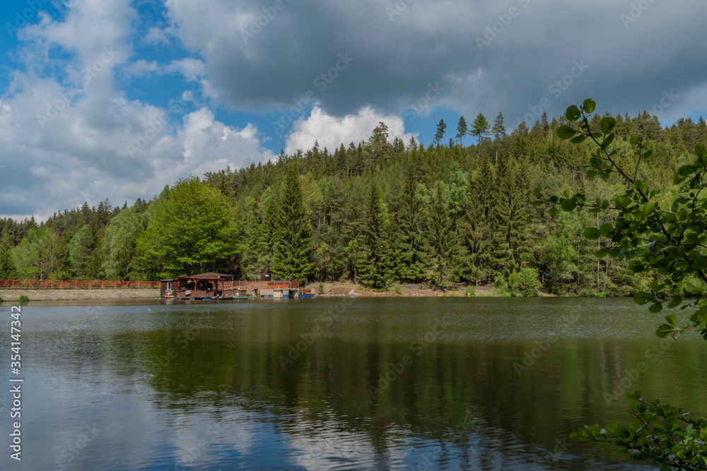 Bily Halstrov reservoir in west Bohemia in spring sunny fresh day Bily Halstrov reservoir in west Bohemia in spring sunny fresh day