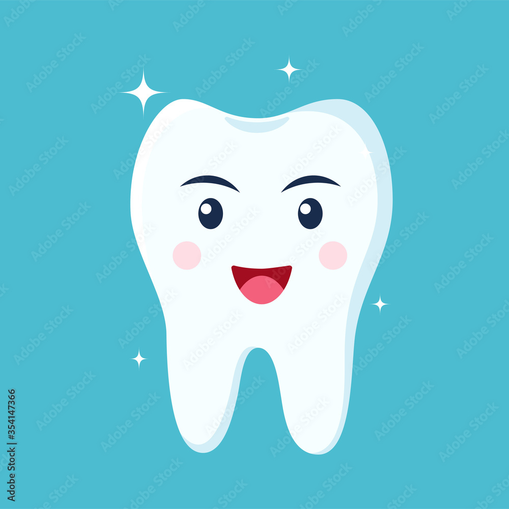 Healthy happy tooth character smiling. Vector illustration in flat style. Healthy happy tooth character smiling. Vector illustration in flat style.