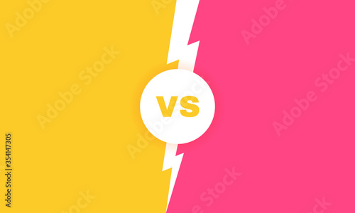 Modern versus battle background. Vs battle headline with lightning bolt. Competitions between contestants, fighters or teams. Vector illustration