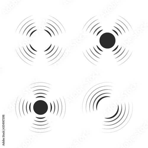 Set of radar icons. Sonar sound waves. Modern flat style vector illustration