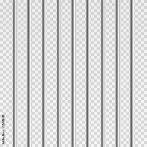 Prison metal bars or rods isolated on transparent background. Realistic fence jail. Way out to freedom. Criminal or sentence concept. Vector illustration.	
