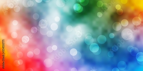 Light Multicolor vector pattern with spheres. Glitter abstract illustration with colorful drops. Pattern for websites.