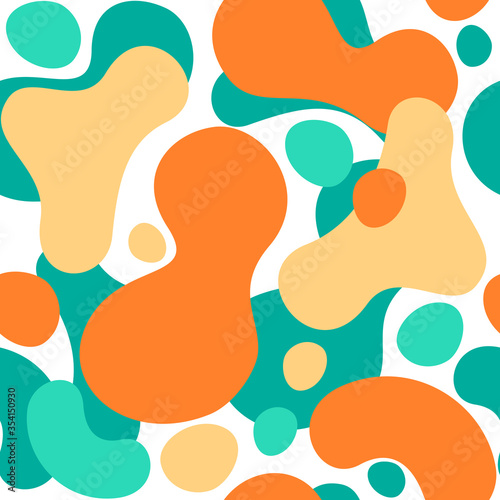 Colorful fluid colorful fun bubbles background. Seamless vector pattern.