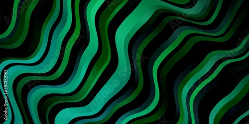 Light Green vector backdrop with curves. Abstract illustration with bandy gradient lines. Pattern for ads, commercials.