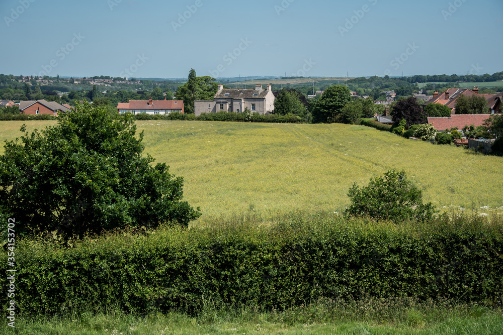 Farmlands around the Sandal Castle hill, Wakefield, United Kingdom.