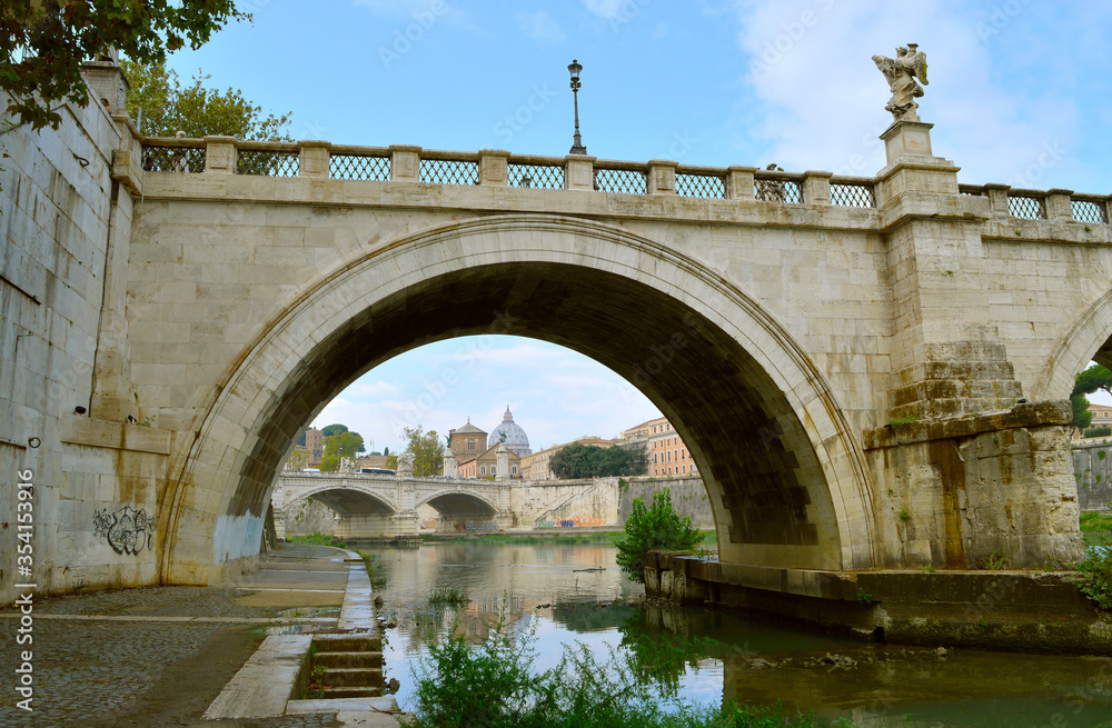 St. Angelo Bridge  crossing the river Tiber