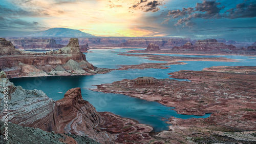 Glen Canyon National Recreation area, Alstrom point at sunset. Travel concept.