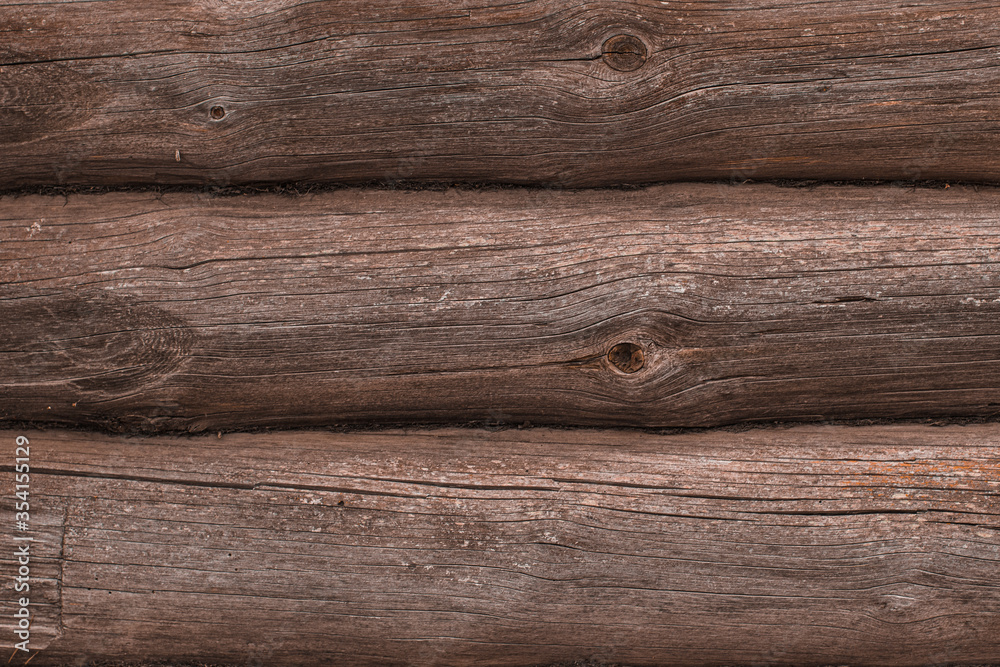 Old wooden house in country side with round logs. Old wood planks. Brown rustic wooden texture background. facade of a log house in the village , copy space Old wooden house in country side with round logs. Old wood planks. Brown rustic wooden texture background. facade of a log house in the village , copy space