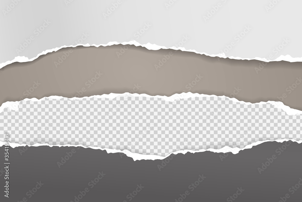 Torn, ripped pieces of horizontal black and white squared paper with soft shadow are on brown background for text. Vector illustration Torn, ripped pieces of horizontal black and white squared paper with soft shadow are on brown background for text. Vector illustration