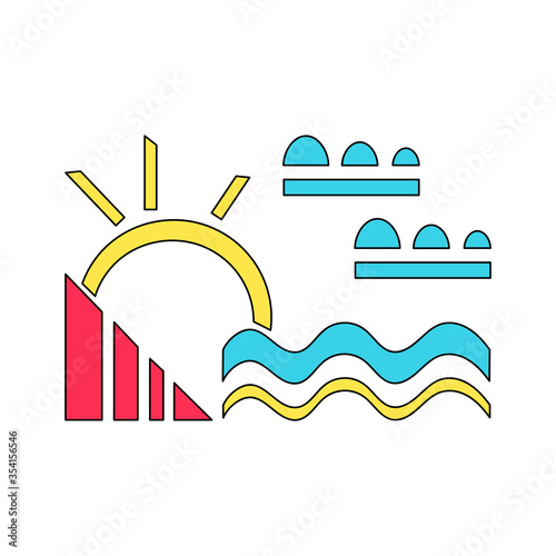 Modern, Suprematist style vector composition on the theme of nature, tourism, recreation.