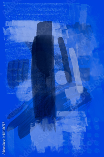 Abstract blue watercolor brush footprints background