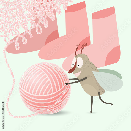 moth and skein of woolen threads