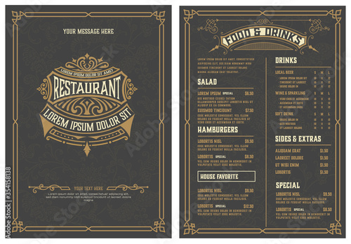 Vintage Menu with classic and premium ornaments