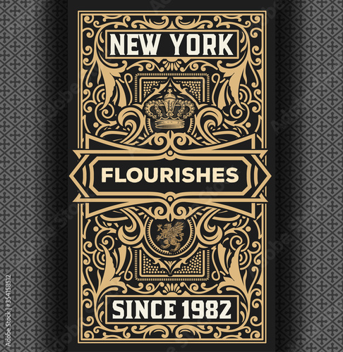 Vintage Logo or Banner Layout with ornamental elements