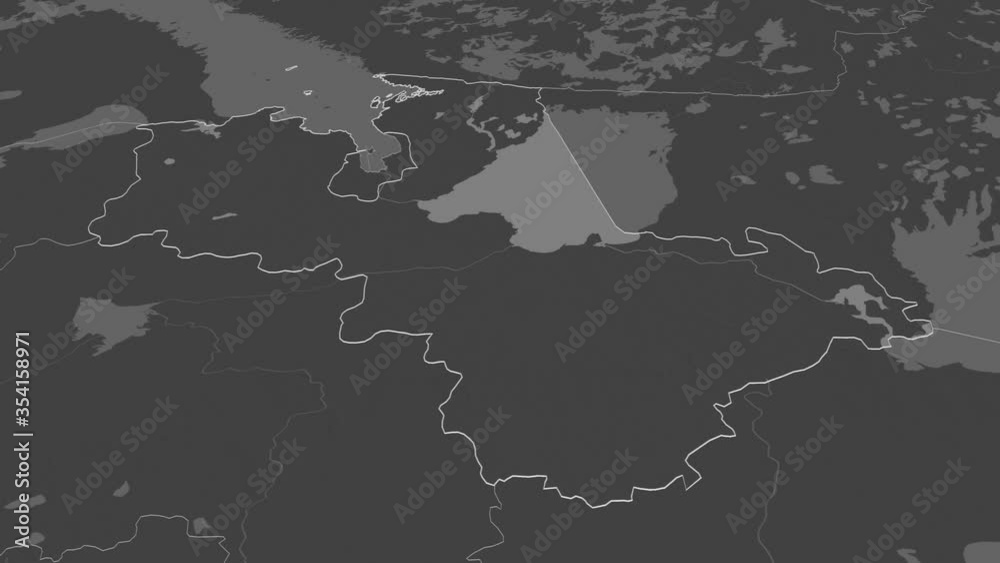 Leningrad, region with its capital, zoomed and extruded on the bilevel map of Russia in the conformal Stereographic projection. Animation 3D Leningrad, region with its capital, zoomed and extruded on the bilevel map of Russia in the conformal Stereographic projection. Animation 3D