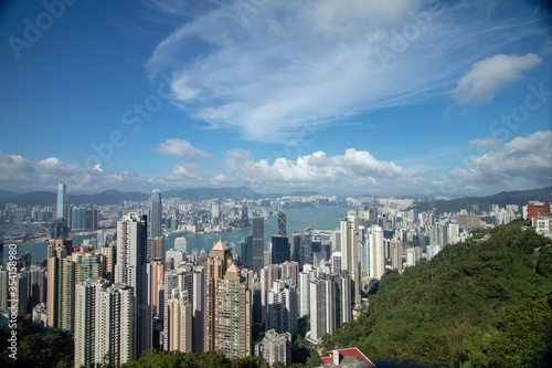 Looking Over the Greenery and Skyscrapers of Hong Kong