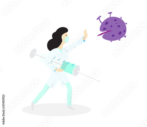 brave medic, doctor fights the coming disease with viruses