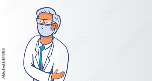 Doctor man cartoon character. Medical insurance template