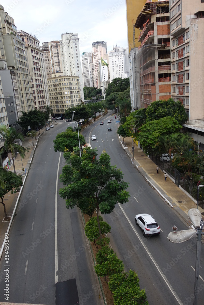 Sao Paulo/Brazil: cityscape, streetview, avenue in downtown