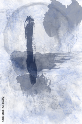 Abstract blue watercolor brush footprints background