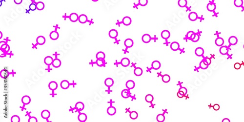 Light Purple, Pink vector pattern with feminism elements.