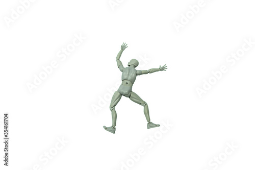 Top view of crime scene of action figure on white background  isolated