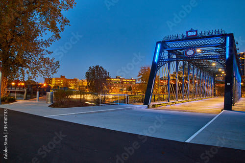 Wells Street Bridge at Night Promenade Park Fort Wayne Indiana