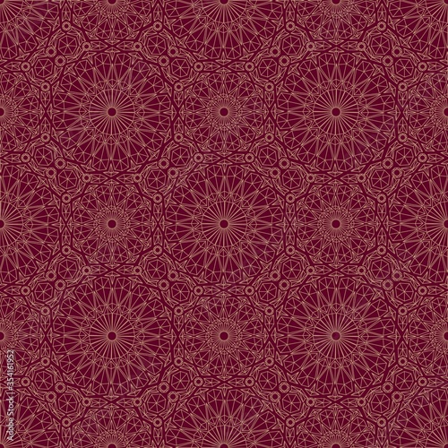 Arabic red ornament. Seamless pattern.