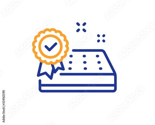Mattress guarantee line icon. Tested orthopedic pad sign. Breathable sleep bed symbol. Colorful thin line outline concept. Linear style mattress guarantee icon. Editable stroke. Vector