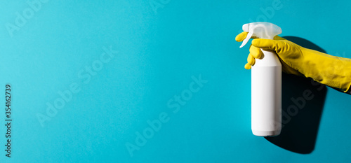 Spray to Cleaning and Disinfection Virus, Covid-19, Coronavirus Disease, Preventive Measures. Sanitation and cleaner washing. Virus being killed by spray, disinfectant solution. Stop Covid-19.