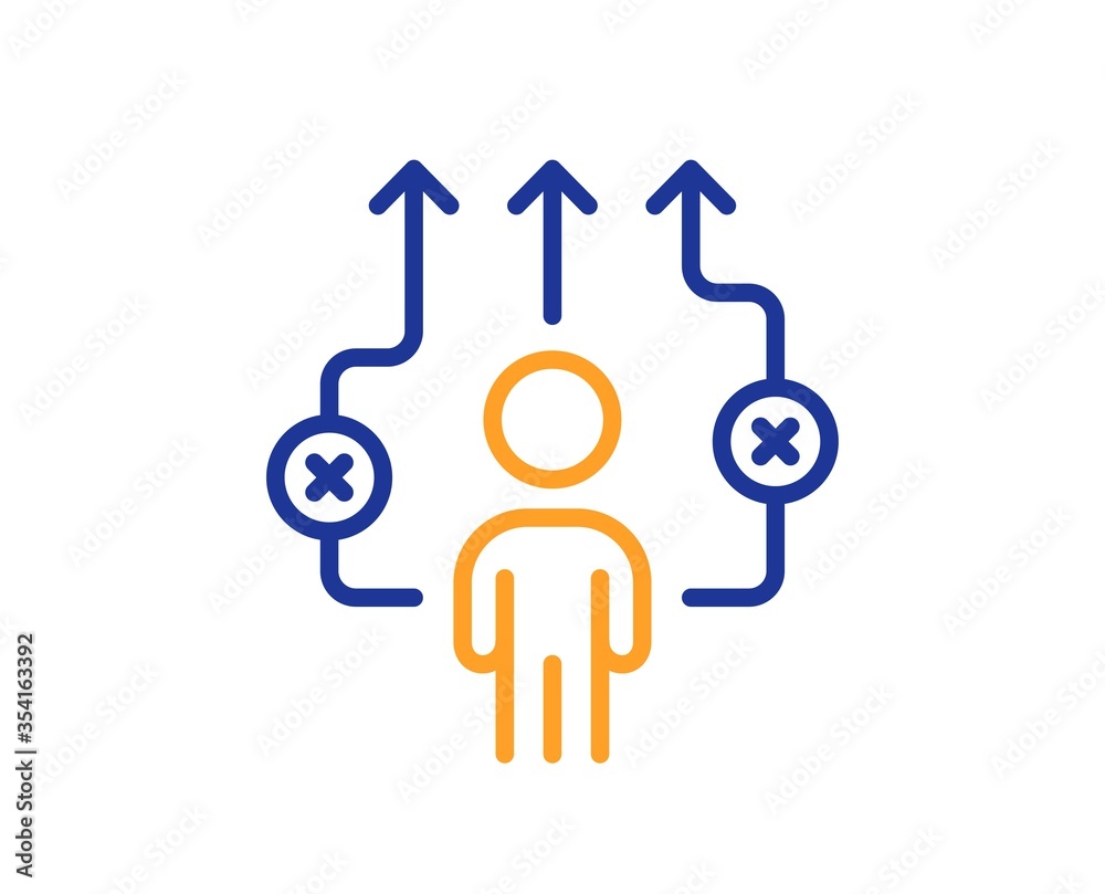 Correct working process line icon. Business way sign. Choose path symbol. Colorful thin line outline concept. Linear style business way icon. Editable stroke. Vector Correct working process line icon. Business way sign. Choose path symbol. Colorful thin line outline concept. Linear style business way icon. Editable stroke. Vector
