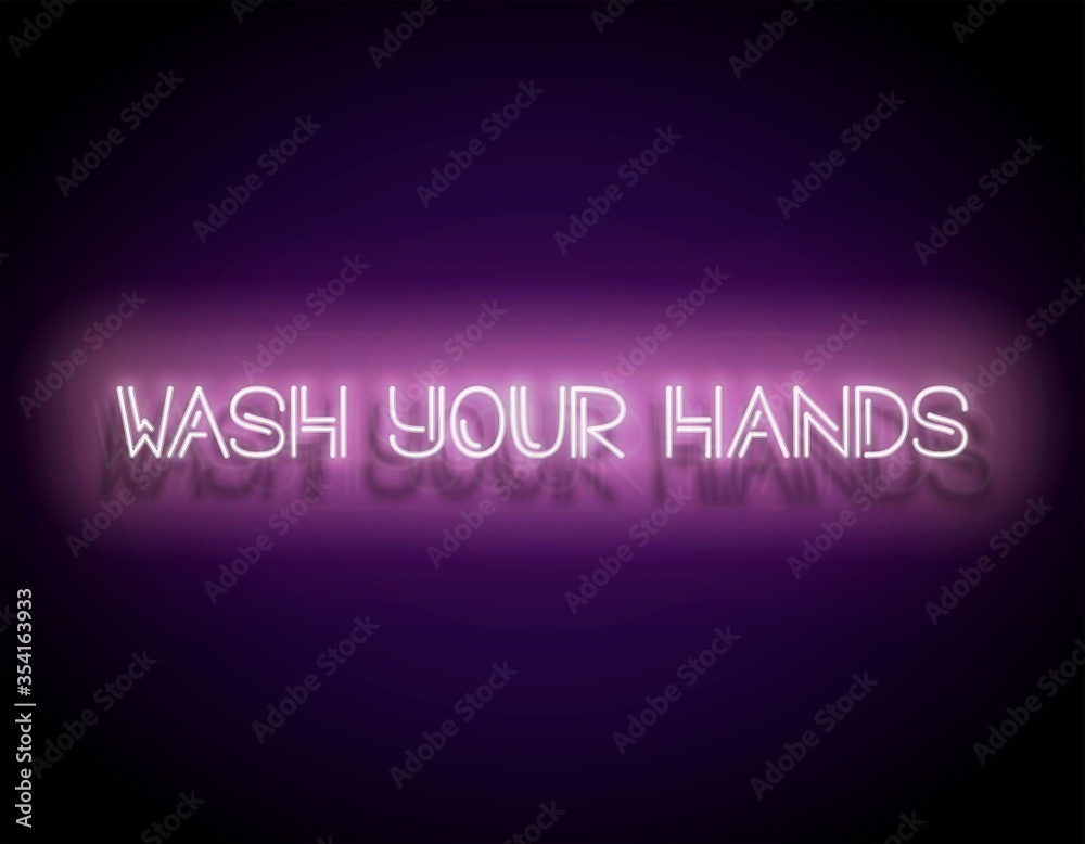 Glow Signboard with Wash Your Hands Inscription Glow Signboard with Wash Your Hands Inscription