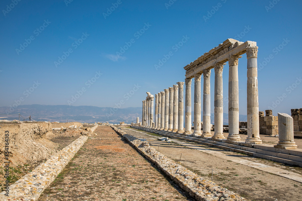 Fototapeta premium Ruins of the ancient city of Laodikeia in Pamukkale, Denizli, Turkey