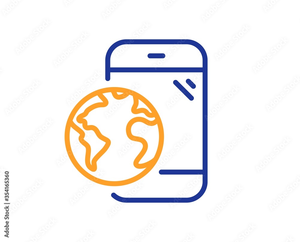 Mobile internet line icon. Online business sign. Phone device symbol. Colorful thin line outline concept. Linear style mobile internet icon. Editable stroke. Vector Mobile internet line icon. Online business sign. Phone device symbol. Colorful thin line outline concept. Linear style mobile internet icon. Editable stroke. Vector