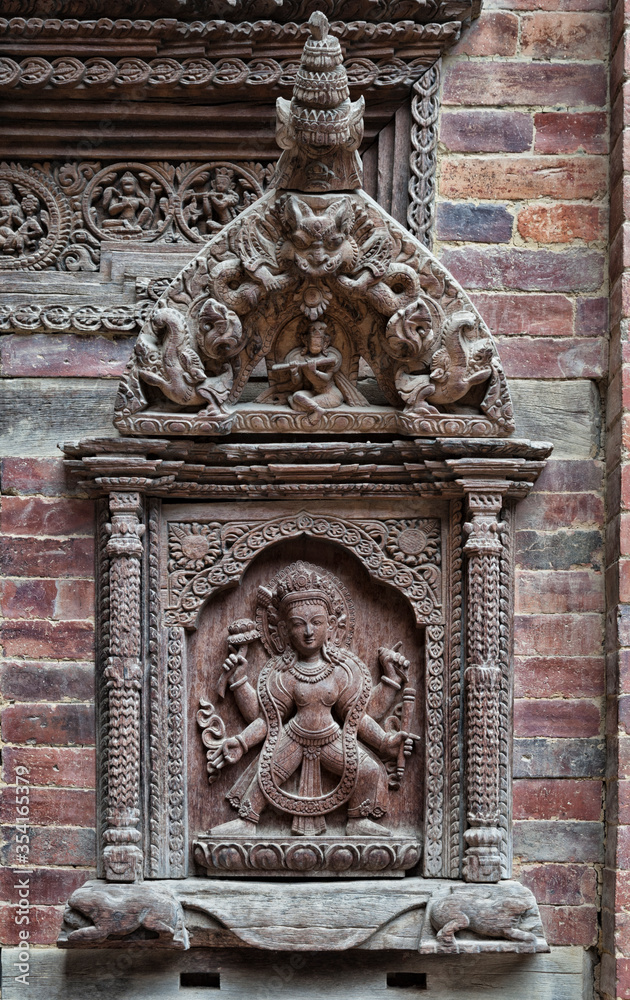 Beautiful details in the courtyard of Sundari Chowk, in the Patan Royal Palace Complex in Patan Durbar Square - Lalitpur, Nepal