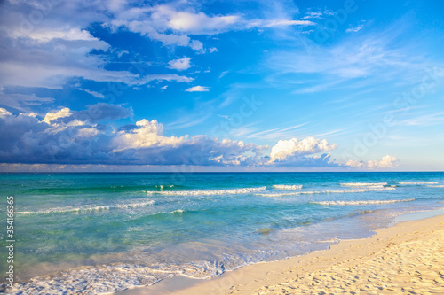 Beautiful atlantic tropical beach of Varadero in Cuba. Vacation background.