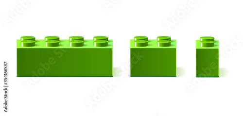 Set of realistic vector constructor details in green on a white background. Parts of different lengths with editable objects.