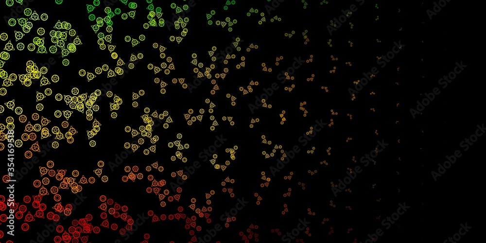 Dark Green, Yellow vector pattern with magic elements. Dark Green, Yellow vector pattern with magic elements.
